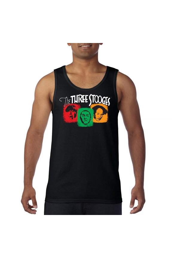 The Three Stooges Colorful Tank Top Funny 3 Wise Guys Curly Moe Larry Shemp Classic Retro American Legend Men's Top