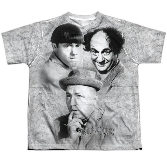 The Three Stooges Comedy Act Signatures Big Boys Front Print T-Shirt Tee