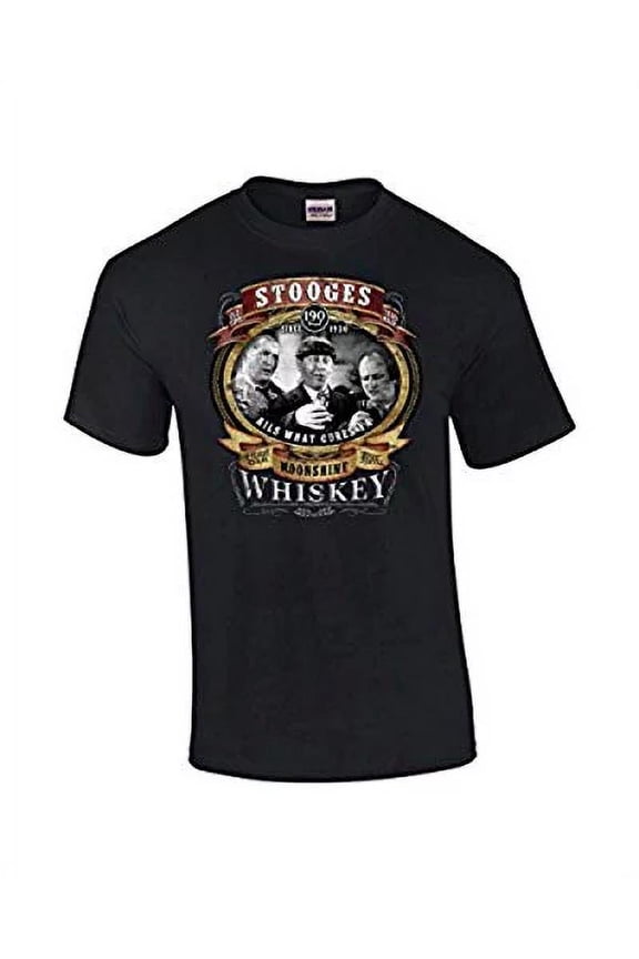 The Three Stooges Short Sleeve T-shirt Stooges Old Time Hand Made Moonshine-Black-L