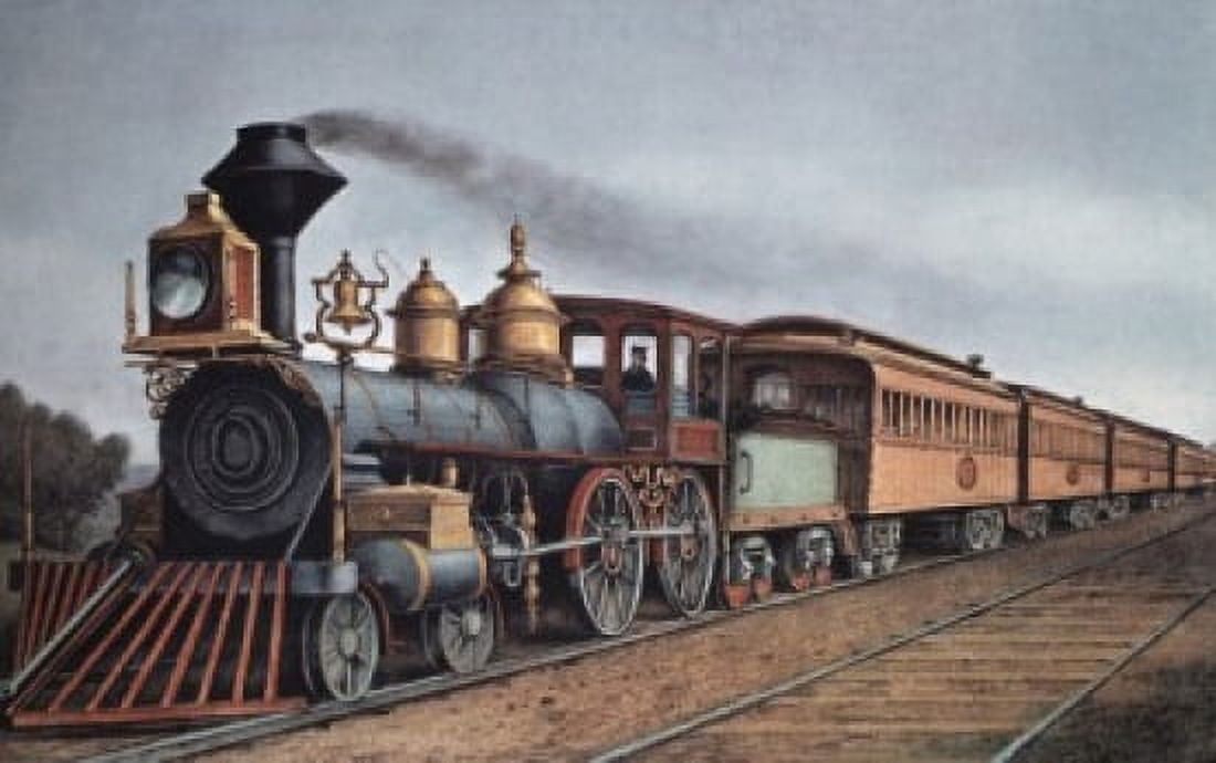 The Through Express Currier & Ives (1834-1907 American) Canvas Art - Currier & Ives (18 x 24)