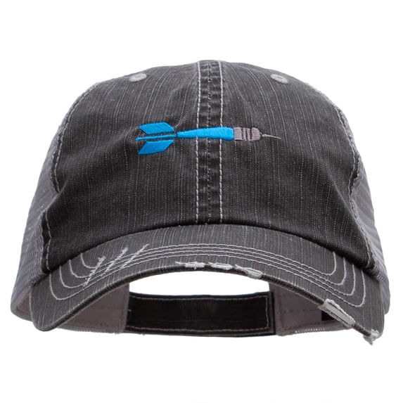 The Throwing Dart Embroidered Frayed Mesh Cap - Black OSFM