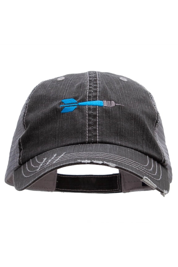 The Throwing Dart Embroidered Frayed Mesh Cap - Black OSFM