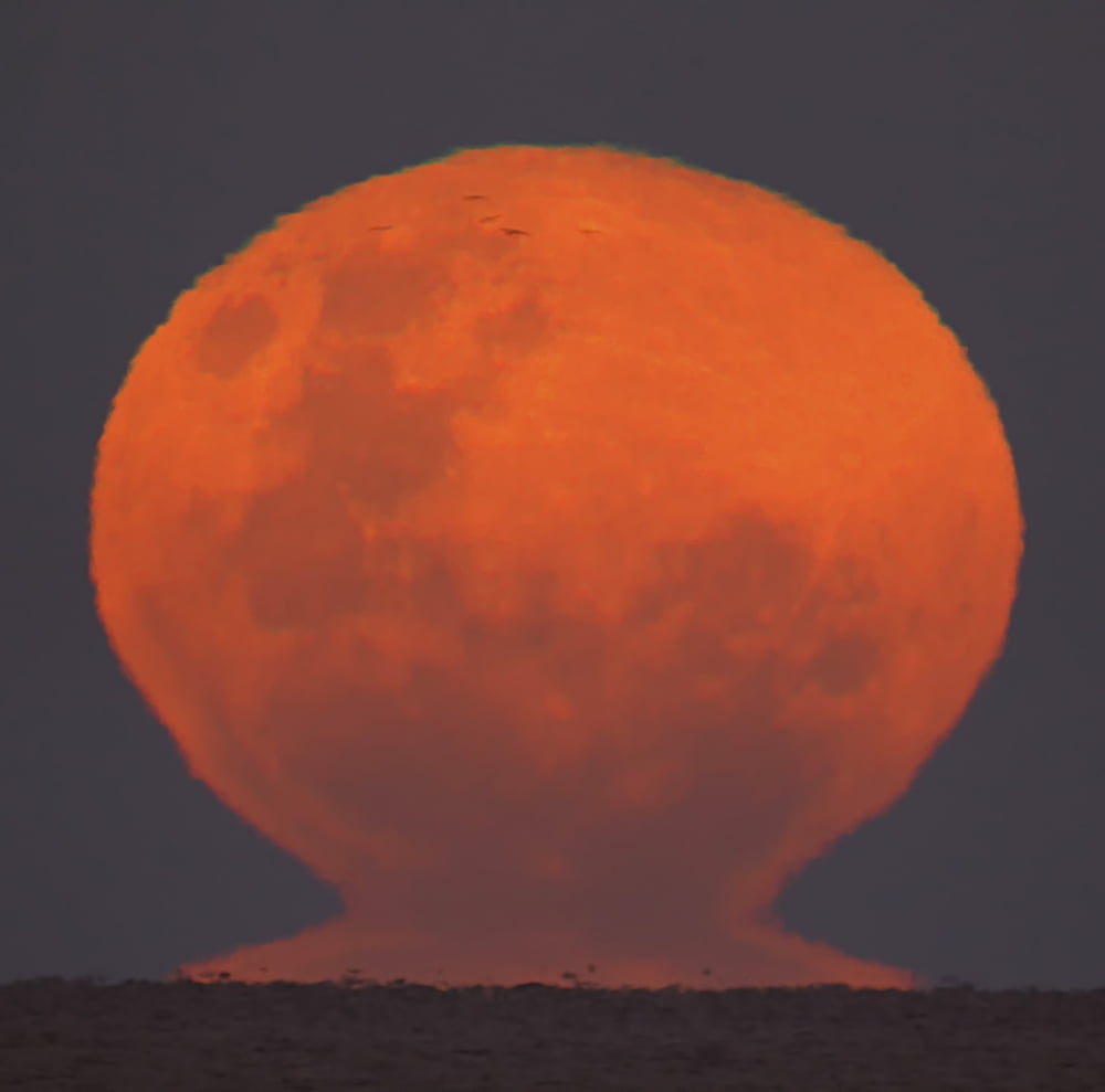 The Thunders Moon rising over Rio de La Plata Argentina Canvas Art - Luis ArgerichStocktrek Images (28 x 28)