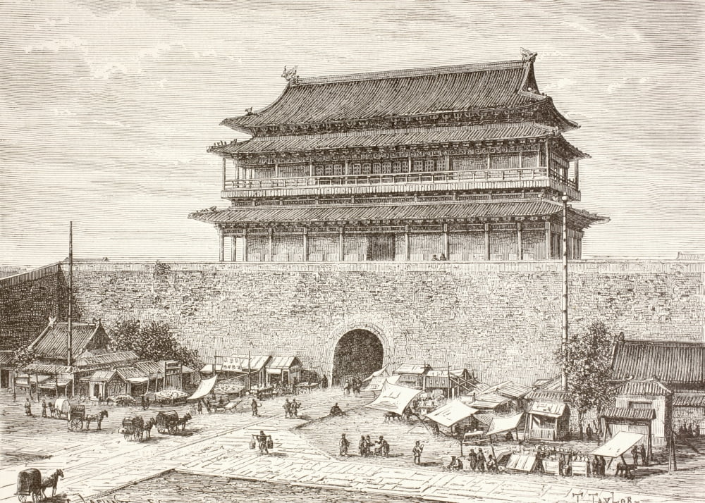 The Tiananmen Gate In Pekin In The 1880s From A 19Th Century Illustration Canvas Art - Ken Welsh Design Pics (17 x 12)