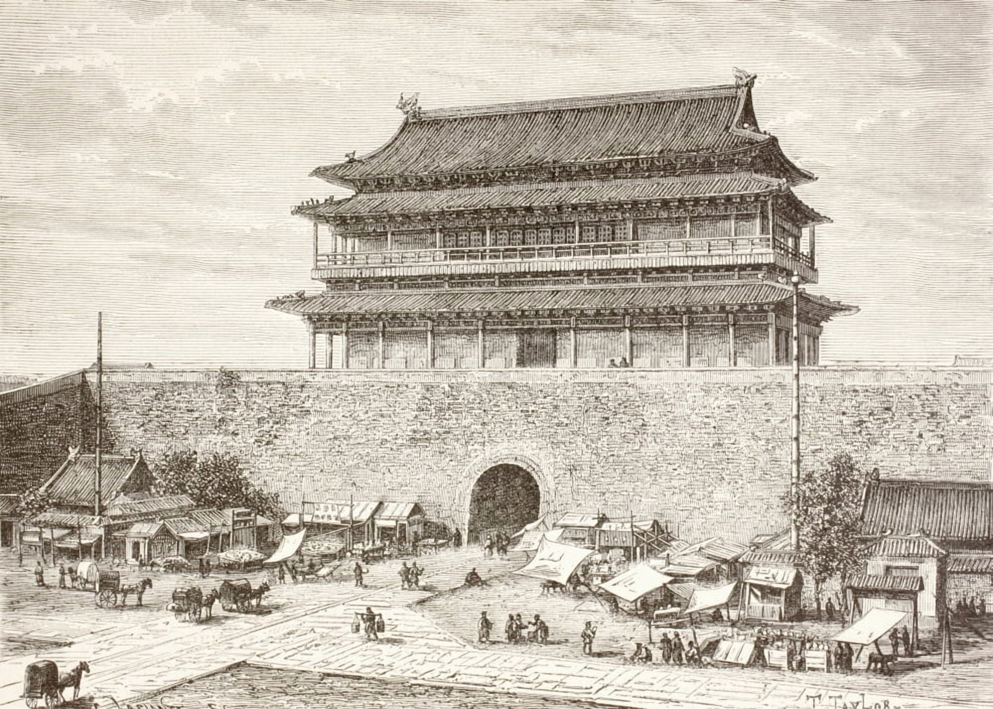 The Tiananmen Gate In Pekin In The 1880s From A 19Th Century Illustration Canvas Art - Ken Welsh Design Pics (34 x 24)