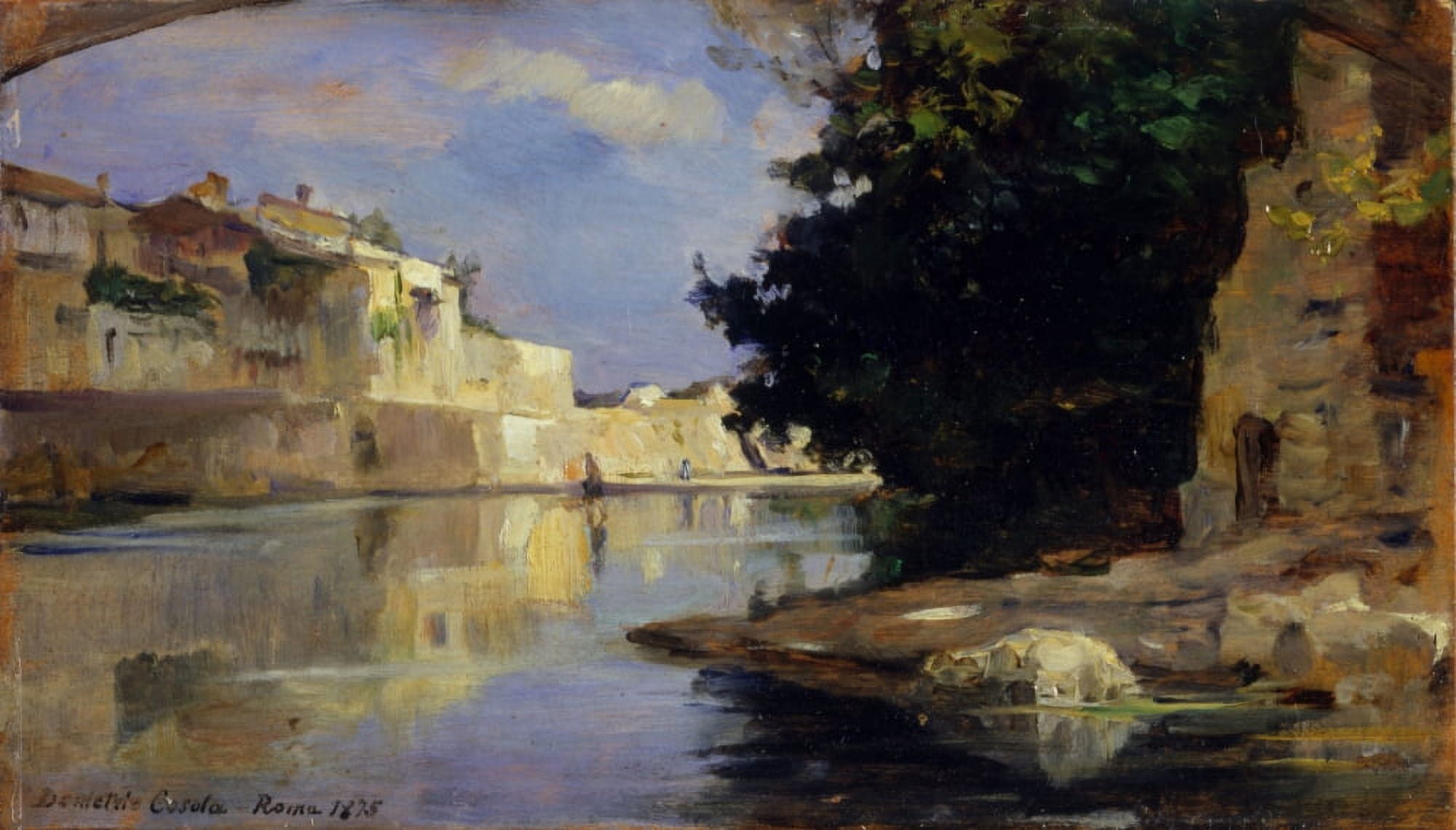 The Tiber In Rome (Il Tevere A Roma) Canvas Art - (36 x 24)