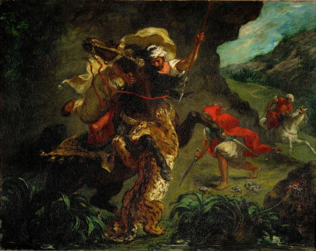 The Tiger Hunt Canvas Art - Eugene Delacroix (18 x 24)