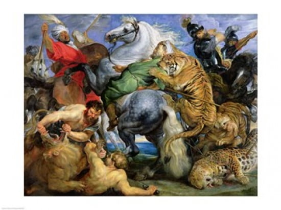 The Tiger Hunt Canvas Art - Peter Paul Rubens (24 x 18)