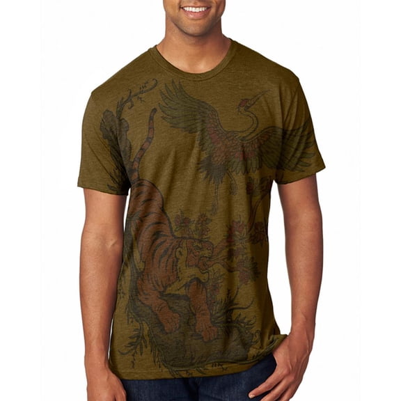 The Tiger and Crane Men's Soft T-Shirt Heather Brown X-LG