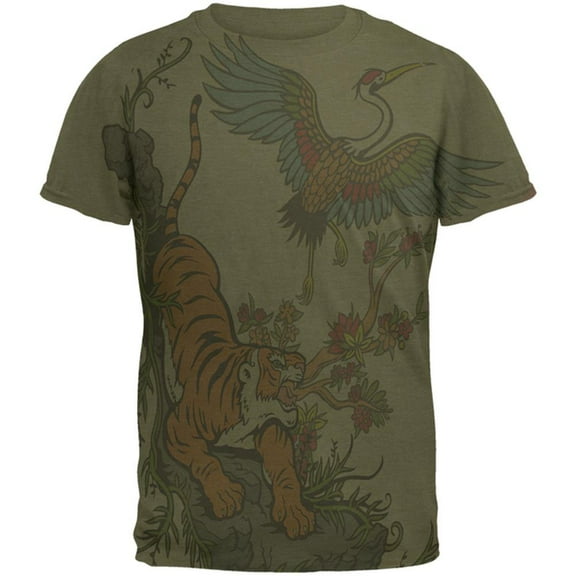 The Tiger and Crane Men's Soft T-Shirt Military Green LG