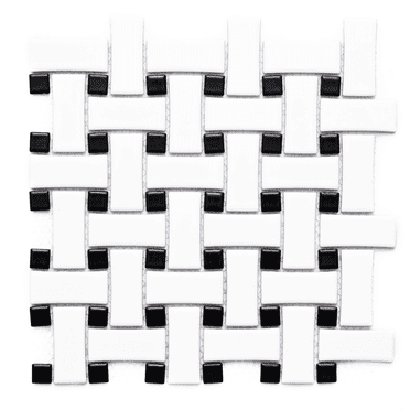 The Tile Life Ada Black/ White Porcelain Basketweave Mosaic Tile - 12 x 12 in. - Matte - 1-Piece - Floor, Wall & Backsplash