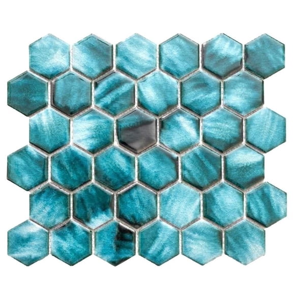 The Tile Life Agate Azules 2" x 2" Glossy Porcelain Mosaic Wall Tile (0.91 Sq. ft./Sheet)