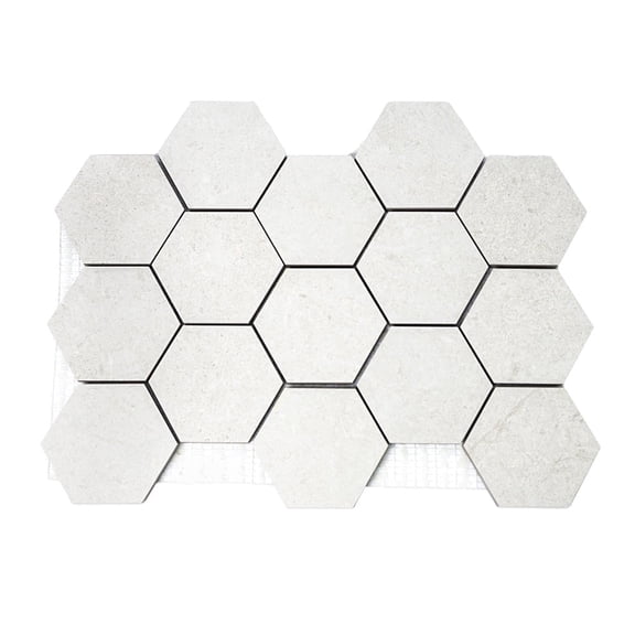 The Tile Life Alpe Stone Limestone 3" x 3" Artic Matte Porcelain Mosaic Floor and Wall Tile 1 Sheet