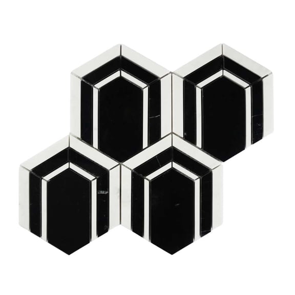 The Tile Life Argos Peak Nero Marble Mosaic Tile - 12 x 14 in. - Polished - 1-Piece - Floor & Wall