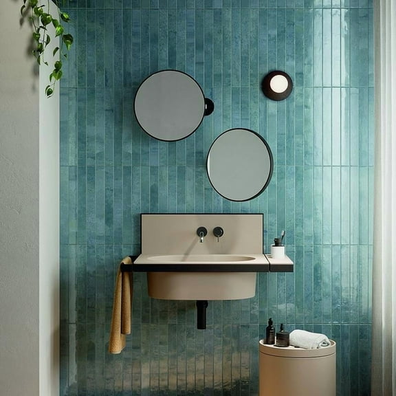 The Tile Life Aria Azurro Glossy Porcelain Floor and Wall Tile 2x18 in 32-Piece