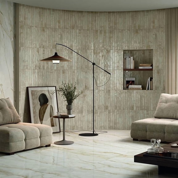 The Tile Life Aria Crema Porcelain Tile Sample - 2 x 18 in. - Glossy - 1-Piece - Floor, Wall & Backsplash