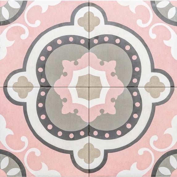 The Tile Life Art Deco 8 in x 8 in Pink Matte Porcelain Tile Sample 1 Piece