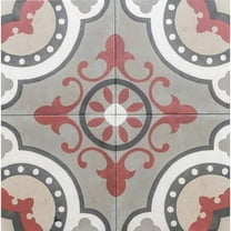 The Tile Life Art Deco Red 8" x 8" Porcelain Floor and Wall Tile, 25 Piece (10.76 Sq. ft.)