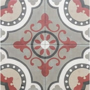 The Tile Life Art Deco Red Matte Porcelain Floor & Wall Tile, 8 x 8 in, 25-Piece, Encaustic Look