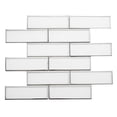 thumbnail image 1 of The Tile Life Athena 2" x 6" White/ Silver Glossy Glass Brick Mosaic Wall Tile, 1 Sheet, 1 of 8
