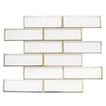 thumbnail image 1 of The Tile Life Athena 2" x 6" White/ Gold Glossy Glass Brick Mosaic Tile Sample, 1 Piece, 1 of 10