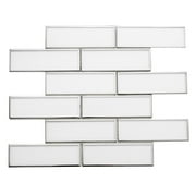 The Tile Life Athena White/ Silver Glass Brick Mosaic Tile Sample - 2 x 6 in. - Glossy - 1-Piece - Wall & Backsplash