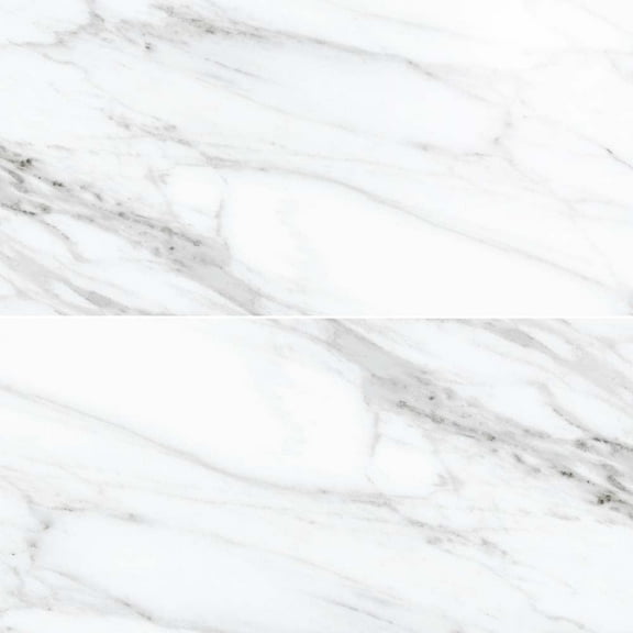 The Tile Life Belus White Marble Look Porcelain Tile - 24 x 48 in. - Polished - 2-Piece - Floor & Wall - Large Format