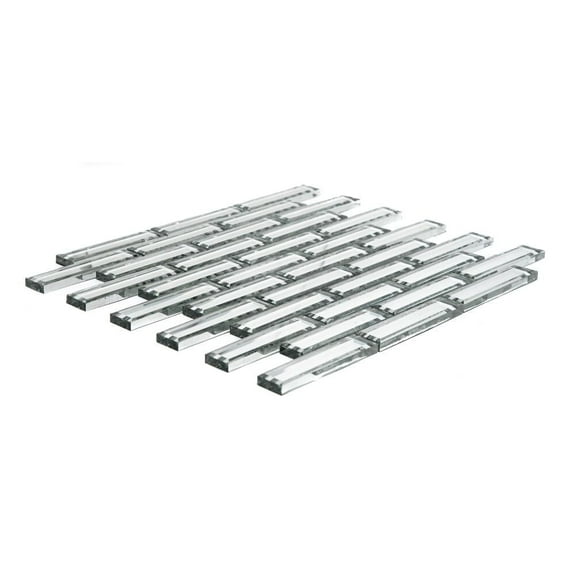 The Tile Life Beveled Brick Silver Glass Mosaic Tile - 12 x 12 in. - Glossy - 1-Piece - Wall & Backsplash