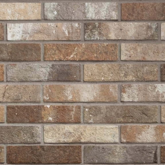 The Tile Life Brick City Multicolor Matte Porcelain Floor and Wall Tile 2x10 in 32-Piece