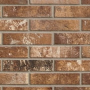 The Tile Life Brick City Sunset Porcelain Floor and Wall Tile, 2" x 10", 32-Piece