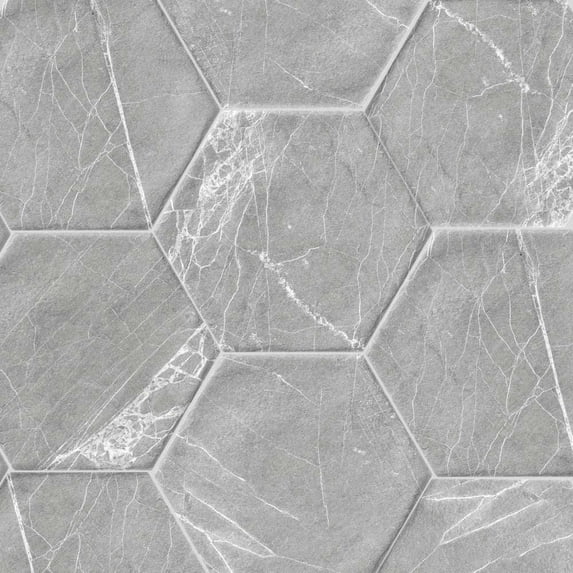 The Tile Life Cadiz Gray Hexagon Porcelain Tile - 8 x 9 in. - Matte - 24-Piece - Floor, Wall & Backsplash