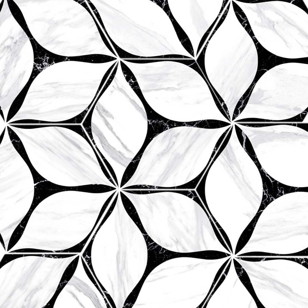 Capricho 8x9 Hexagon Matte Black and White Porcelain Tile