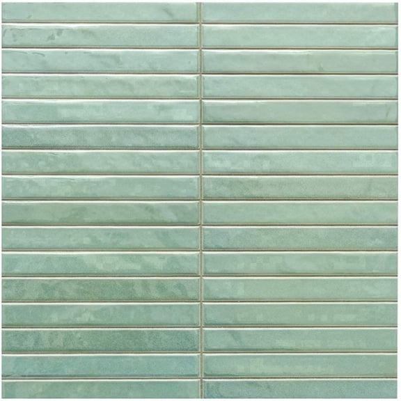 The Tile Life Castilla 14" x 14" Sage Ribbed Glossy Ceramic Finger Tile, Case (12 Tiles)