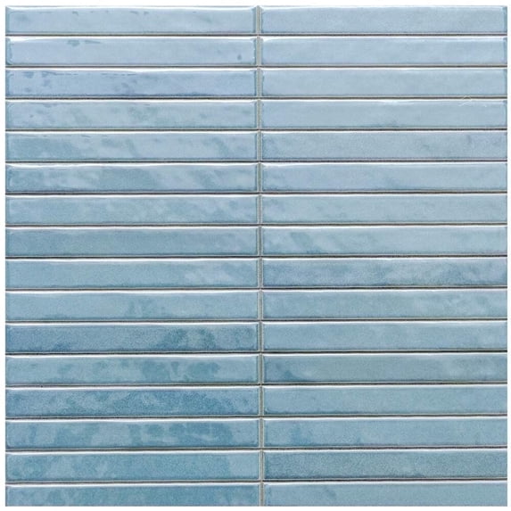The Tile Life Castilla 14" x 14" Teal Ribbed Glossy Ceramic Wall Tile, Case (12 Tiles)