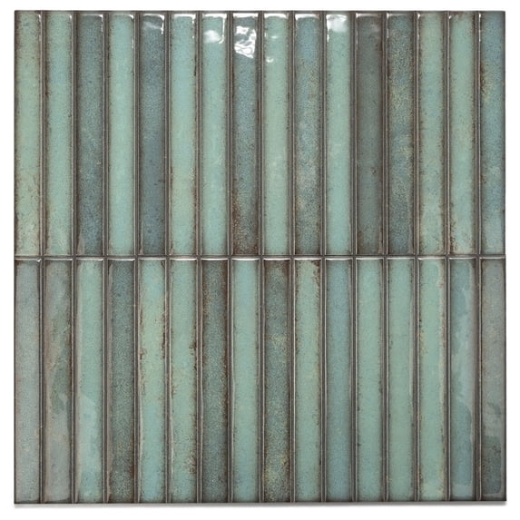 The Tile Life Castilla 6" x 6" Emerald Ribbed Glossy Ceramic Finger Tile Sample, 1 Piece