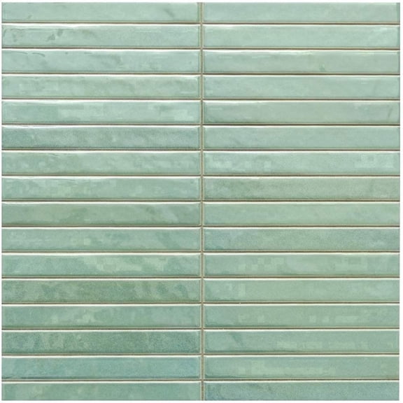 The Tile Life Castilla 6" x 6" Sage Ribbed Glossy Ceramic Finger Tile Sample, 1 Piece