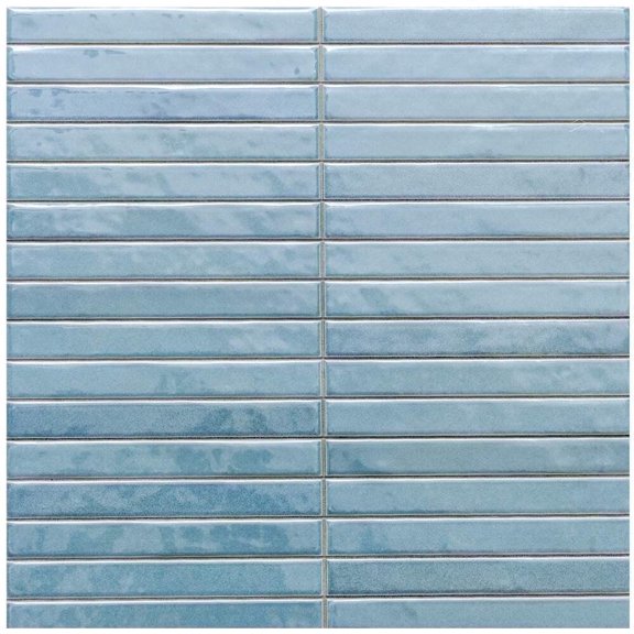 The Tile Life Castilla 6" x 6" Teal Ribbed Glossy Ceramic Finger Tile Sample, 1 Piece