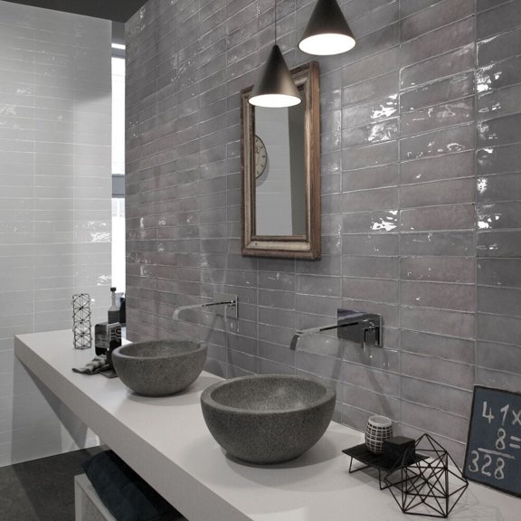 The Tile Life Chelsea Acero Polished Ceramic Wall Tile, 2 x 4 in, 1-Piece Sample