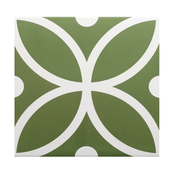 The Tile Life Circa 8" x 8" Bergen Verde Geometric Pattern Matte Porcelain Floor and Wall Tile, Case (25 Tiles)