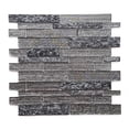 thumbnail image 1 of The Tile Life Cosmos Brick 12" x 12" Black Glass Mosaic Wall Tile, 1 Sheet, 1 of 7