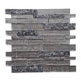 thumbnail image 1 of The Tile Life Cosmos Brick 12" x 12" Black Glass Mosaic Wall Tile, 1 Sheet, 1 of 7
