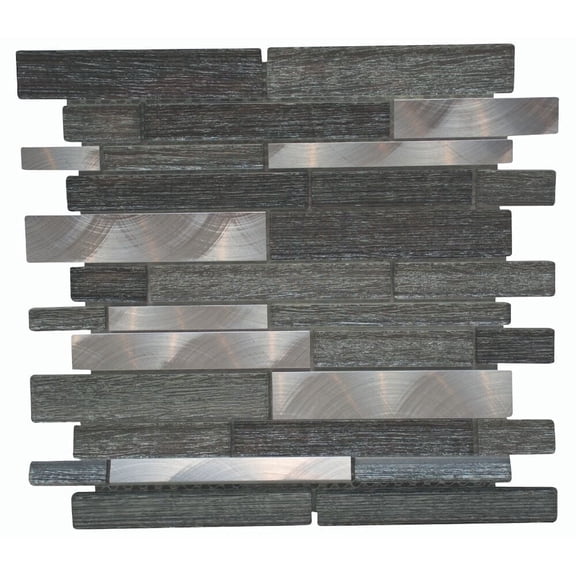 The Tile Life Cosmos Brick Silver 4" x 4" Glass Mosaic Tile Sample