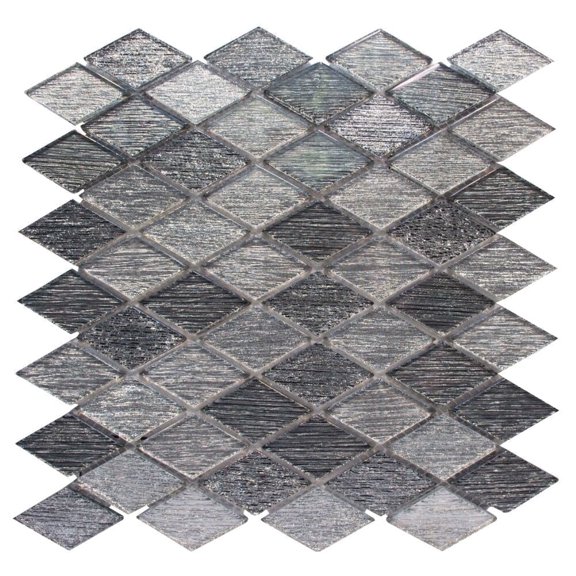 The Tile Life Cosmos Rhombus Silver Polished Glass Mosaic Wall Tile 4x4 in Sample 1-Piece