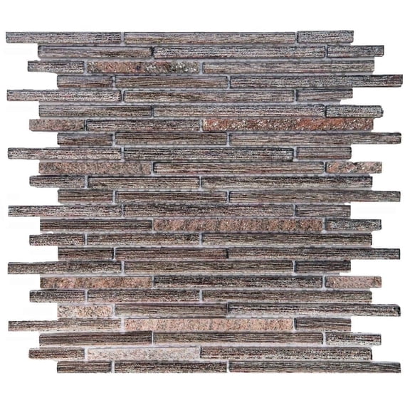 The Tile Life Cosmos Sleek Brick 4" x 4" Brown Polished Glass Mosaic Tile Sample, 1 Piece