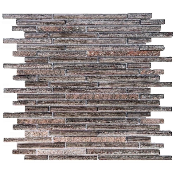 The Tile Life Cosmos Sleek Brick 4" x 4" Brown Polished Glass Mosaic Tile Sample, 1 Piece
