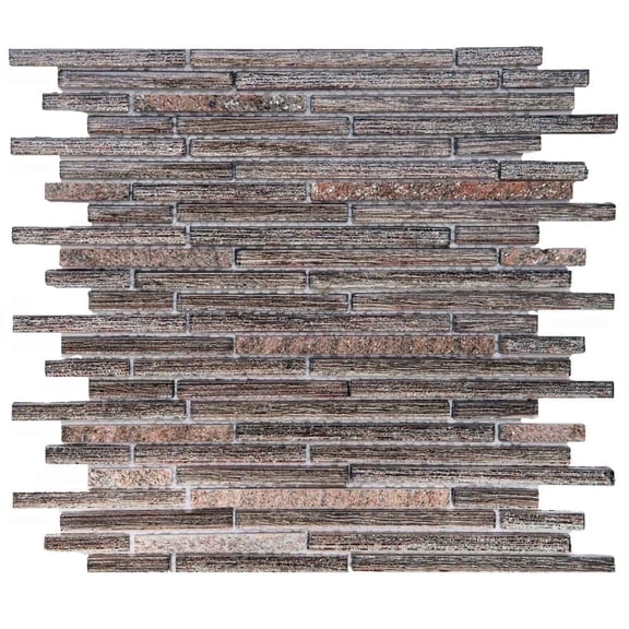 The Tile Life Cosmos Sleek Brick Brown Glass Mosaic Tile Sample - 4 x 4 in. - Polished - 1-Piece - Wall & Backsplash