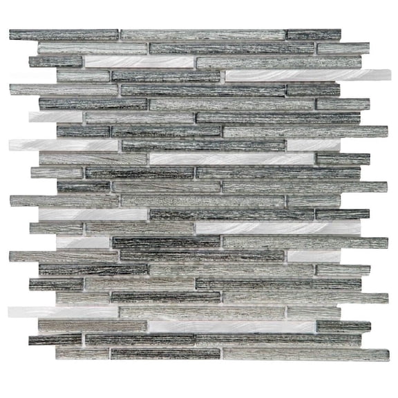 The Tile Life Cosmos Sleek Brick 4" x 4" Silver Polished Glass Mosaic Tile Sample, 1 Piece