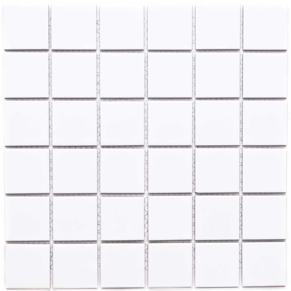 The Tile Life Cube 12" x 12" White Matte Porcelain Mosaic Floor and Wall Tile 11-Piece