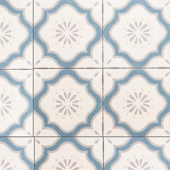 The Tile Life DaVinci Blue Matte Porcelain Floor and Wall Tile 7.9x7.9 in 14-Piece