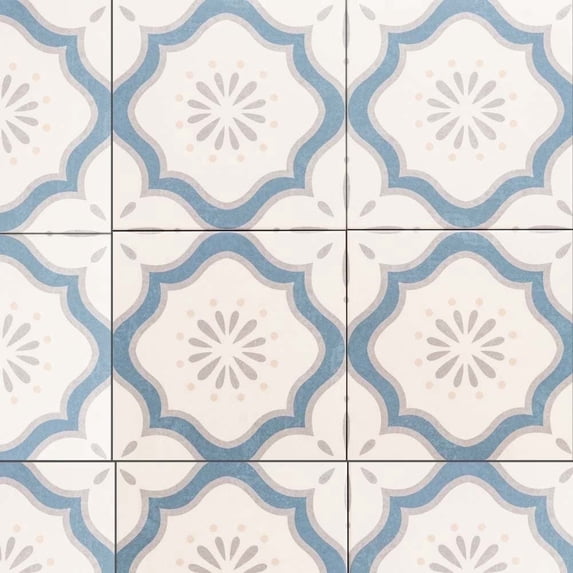 The Tile Life DaVinci Blue Matte Porcelain Floor and Wall Tile 7.9x7.9 in 14-Piece